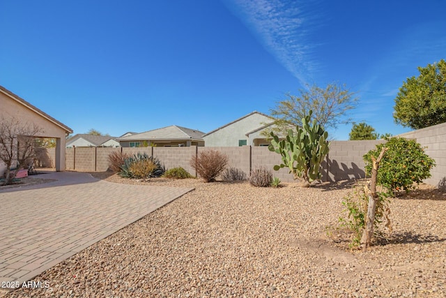 view of yard with a patio area and a fenced backyard