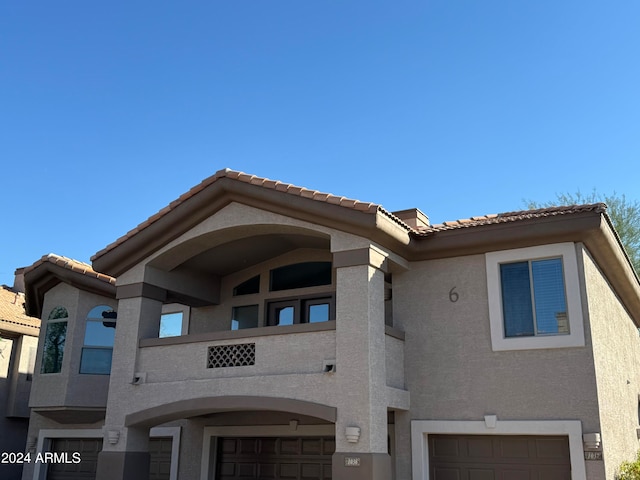 exterior space featuring a garage