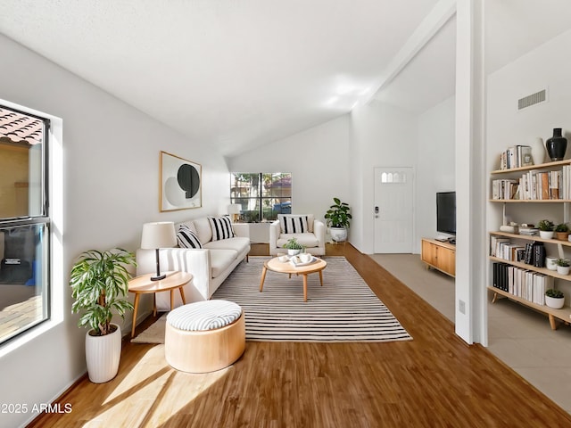 12342 S Shoshoni Dr, Phoenix, AZ 85044 - living area with lofted ceiling and wood finished floors