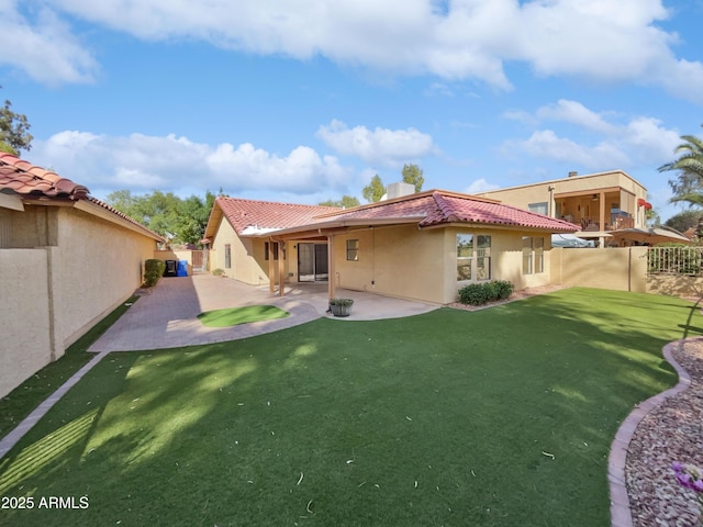 12342 S Shoshoni Dr, Phoenix, AZ 85044 - back of property with stucco siding, a patio area, and a tiled roof