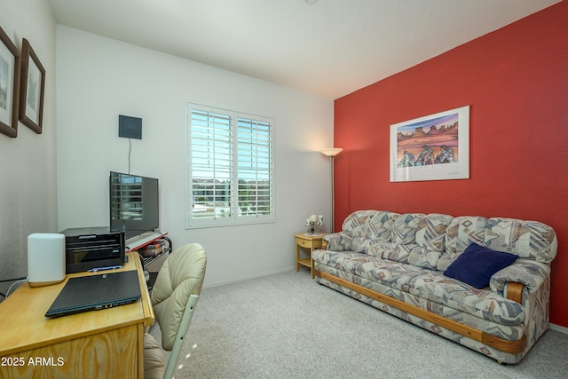 view of carpeted home office