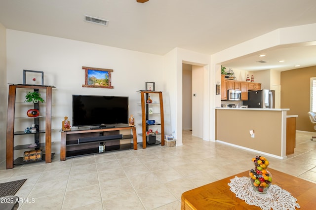 view of tiled living room