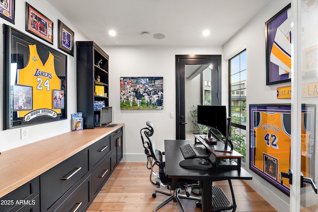 1013 W Ardmore Rd, Phoenix, AZ 85041 - home office with light wood-type flooring, baseboards, and recessed lighting