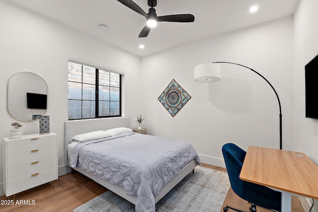 1013 W Ardmore Rd, Phoenix, AZ 85041 - bedroom with wood finished floors, recessed lighting, a ceiling fan, and baseboards
