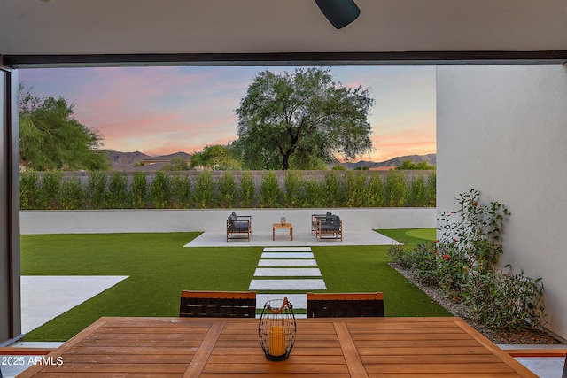 1013 W Ardmore Rd, Phoenix, AZ 85041 - view of yard featuring outdoor dining space, a patio area, and a mountain view
