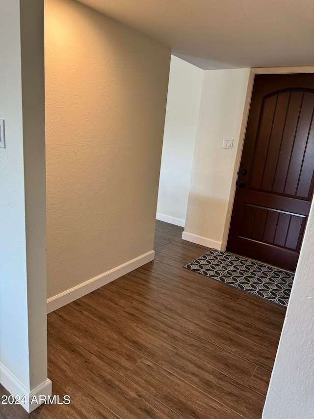 foyer with dark hardwood / wood-style floors