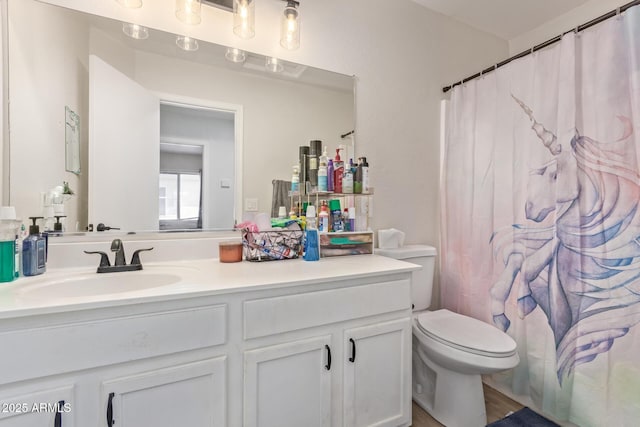 22534 W Pima St, Buckeye, AZ 85326 - bathroom featuring vanity, toilet, and a shower with shower curtain