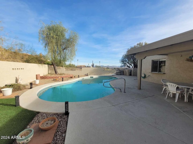 view of swimming pool featuring a patio area