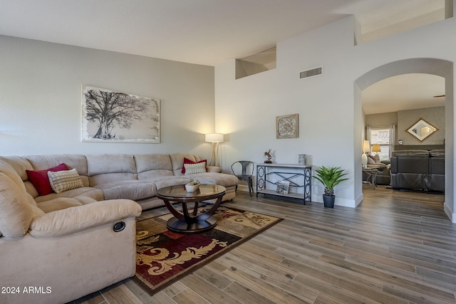 living room featuring hardwood / wood-style flooring