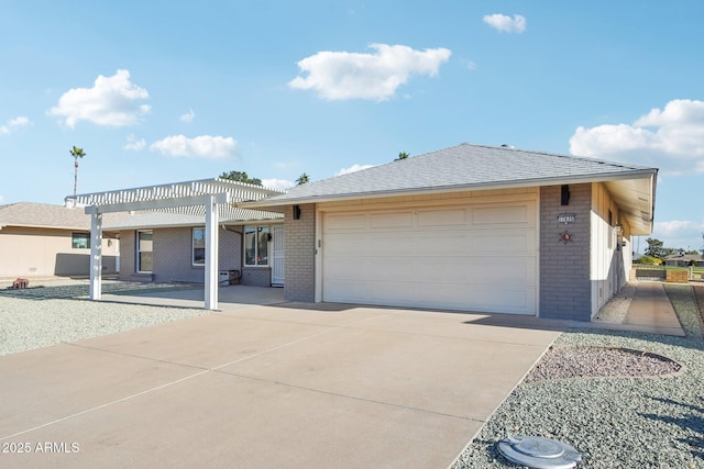 view of front of property with a pergola