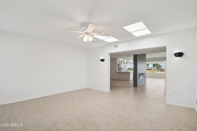 unfurnished room with ceiling fan