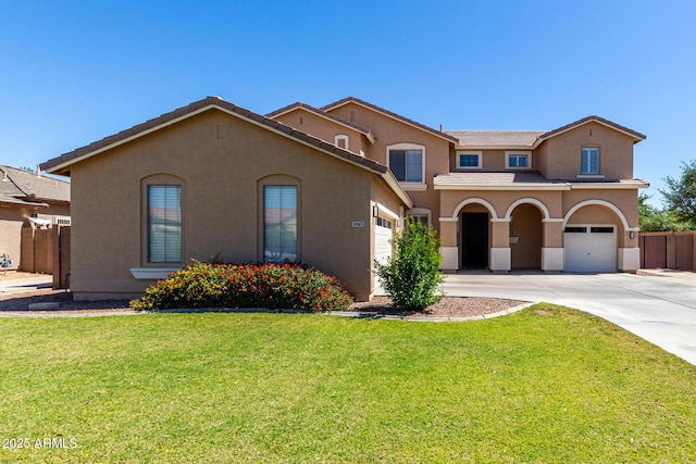 3065 E Harvard Ave, Gilbert, AZ 85234 - mediterranean / spanish-style house with stucco siding, driveway, an attached garage, and a tile roof
