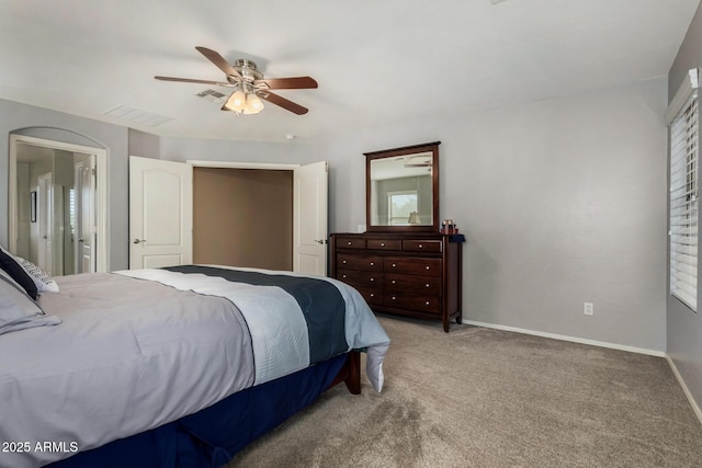 3065 E Harvard Ave, Gilbert, AZ 85234 - bedroom featuring light colored carpet, baseboards, and a ceiling fan