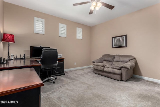 3065 E Harvard Ave, Gilbert, AZ 85234 - office with ceiling fan, carpet flooring, and baseboards