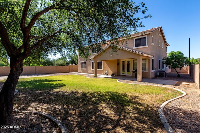 3065 E Harvard Ave, Gilbert, AZ 85234 - rear view of property with french doors, stucco siding, a patio, and central AC unit