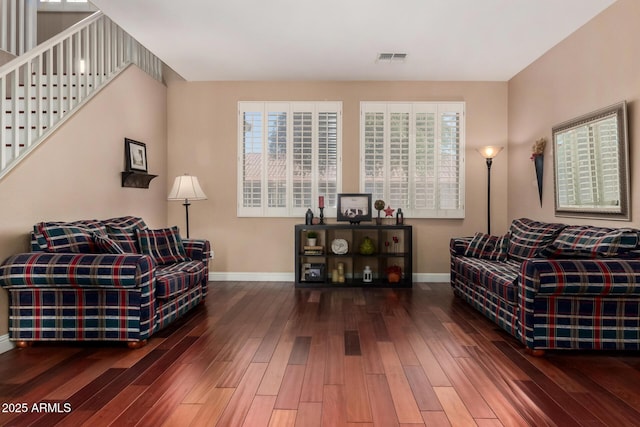 3065 E Harvard Ave, Gilbert, AZ 85234 - living area featuring stairs, baseboards, and wood-type flooring