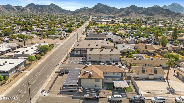 aerial view with a mountain view