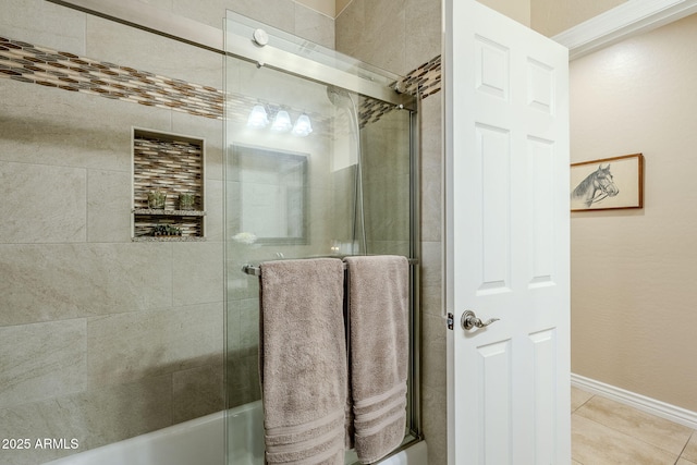 bathroom with tile patterned floors