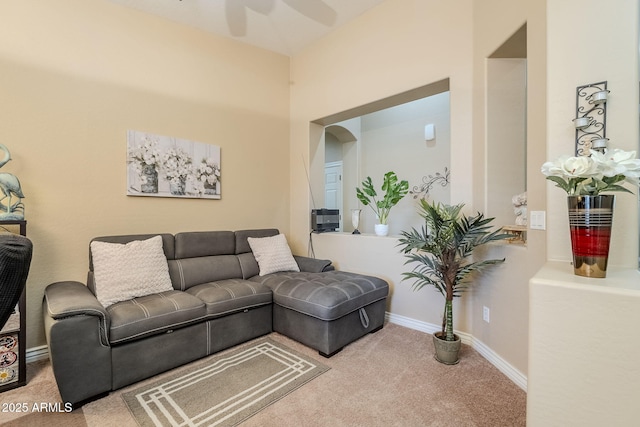 living room with carpet flooring