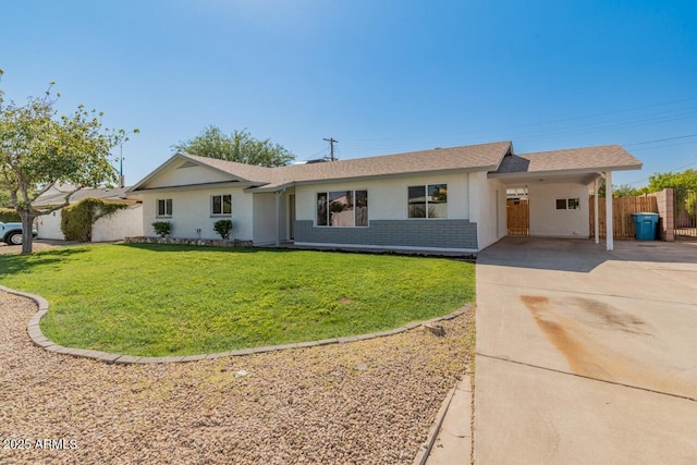 6610 N 15th Ave, Phoenix, AZ 85015 - single story home featuring fence, driveway, a carport, roof with shingles, and a front yard