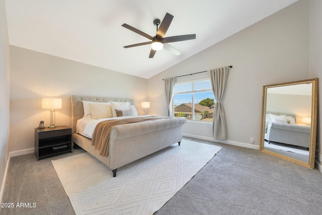 5744 E Jacaranda St, Mesa, AZ 85205 - carpeted bedroom featuring vaulted ceiling and a ceiling fan