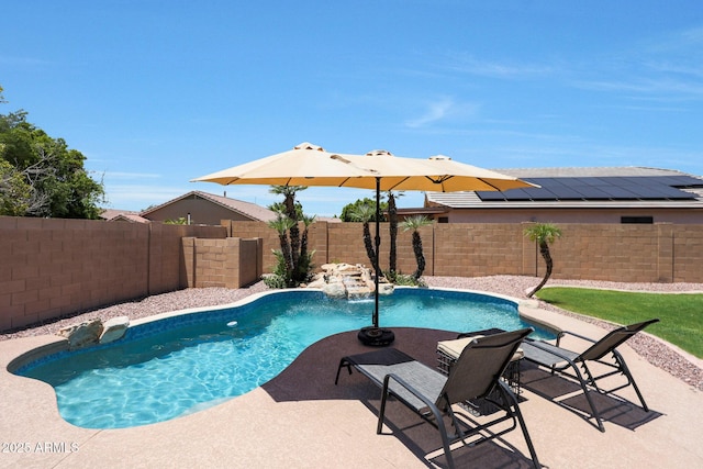 5744 E Jacaranda St, Mesa, AZ 85205 - view of swimming pool with a fenced backyard and a patio