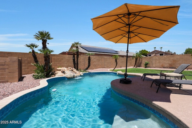 5744 E Jacaranda St, Mesa, AZ 85205 - view of swimming pool with a fenced backyard and a patio