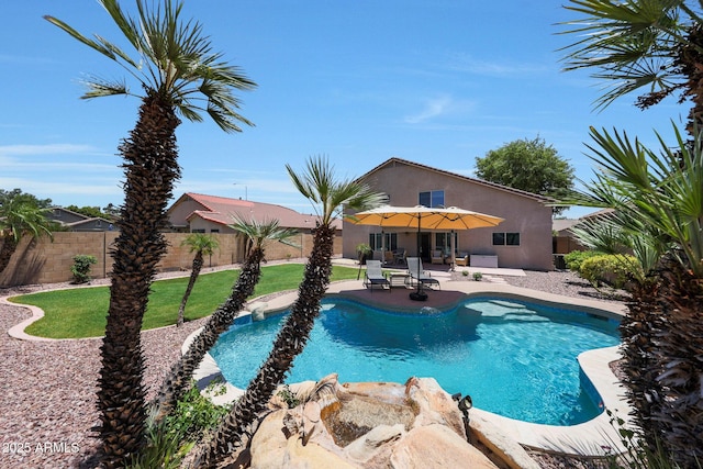 5744 E Jacaranda St, Mesa, AZ 85205 - view of pool featuring a patio area and a fenced backyard