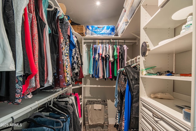 spacious closet featuring vaulted ceiling