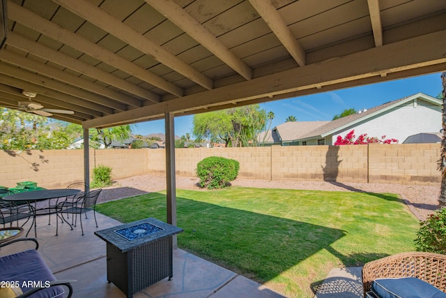 view of patio featuring outdoor dining space and a fenced backyard