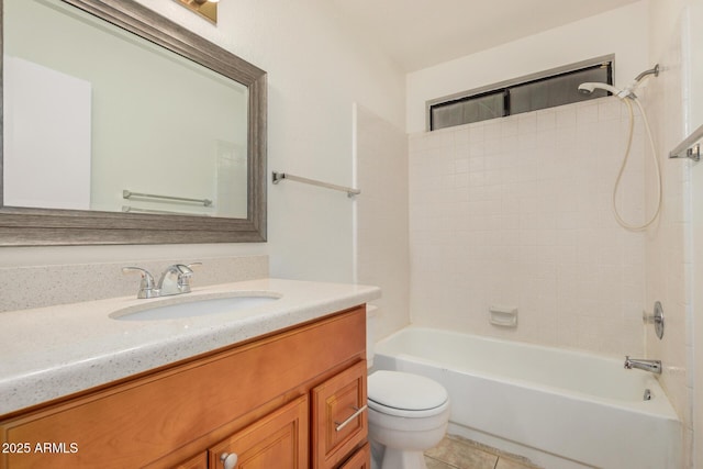 6602 W Ironwood Dr, Glendale, AZ 85302 - full bath featuring toilet, vanity,  shower combination, and tile patterned flooring