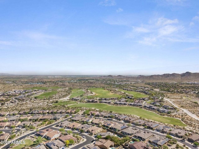 drone / aerial view with a residential view and a mountain view