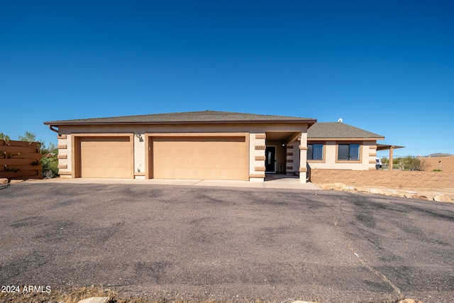 prairie-style house with a garage