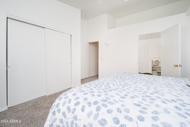 carpeted bedroom featuring a closet