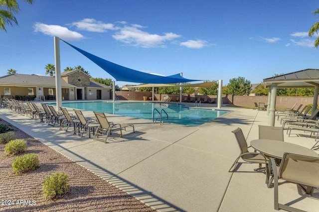 view of pool featuring a patio