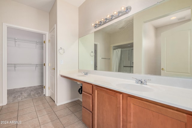 bathroom featuring vanity and tile patterned floors