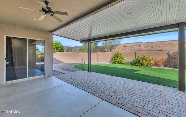 view of patio with ceiling fan