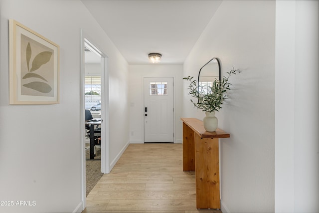 foyer entrance featuring light wood-type flooring