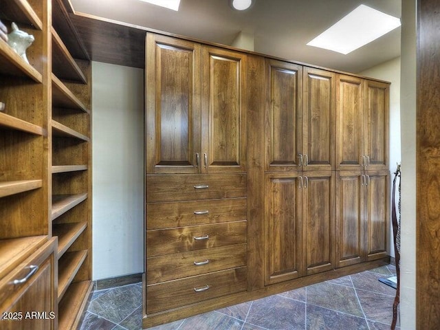 spacious closet with a skylight