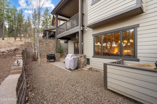 view of patio / terrace featuring a balcony and grilling area