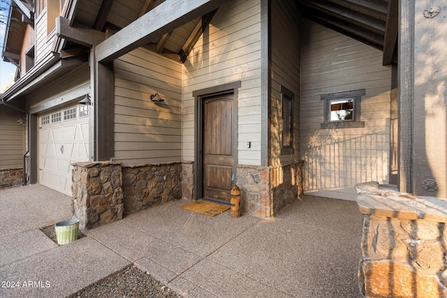 entrance to property with a garage