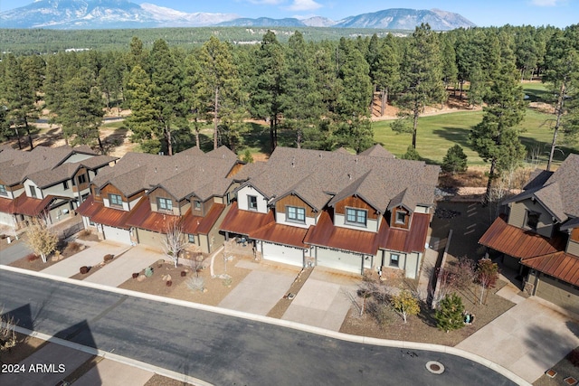 birds eye view of property featuring a mountain view