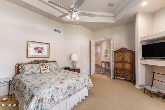 23760 N 80th Way, Scottsdale, AZ 85255 - bedroom featuring light carpet, recessed lighting, a ceiling fan, and baseboards