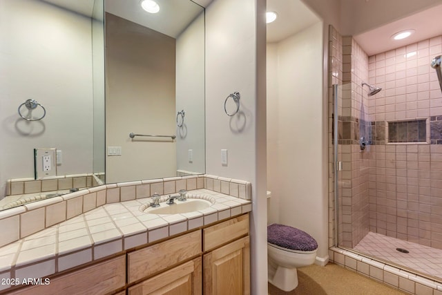 23760 N 80th Way, Scottsdale, AZ 85255 - full bath featuring a stall shower, toilet, vanity, and recessed lighting