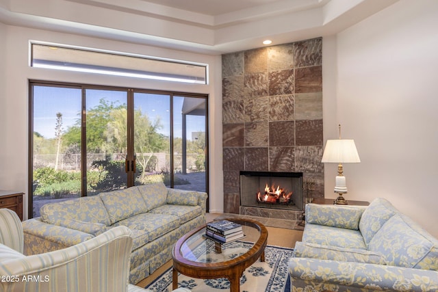 23760 N 80th Way, Scottsdale, AZ 85255 - living area featuring a tiled fireplace