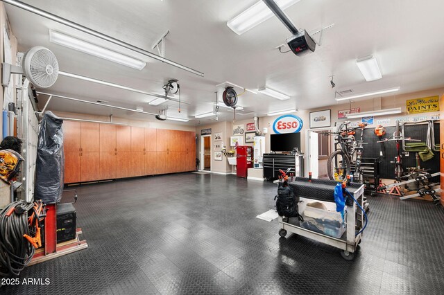 garage with a garage door opener