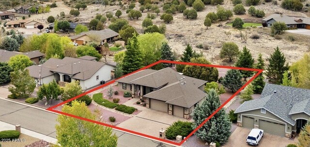 bird's eye view with a residential view