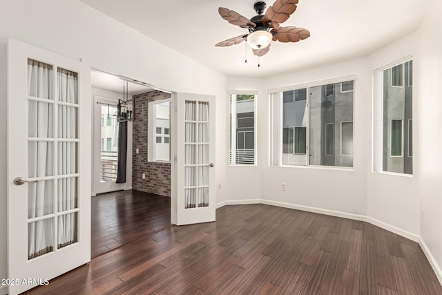 3633 N 3rd Ave Unit 2031, Phoenix, AZ 85013 - unfurnished room featuring dark wood-style floors, a ceiling fan, and french doors