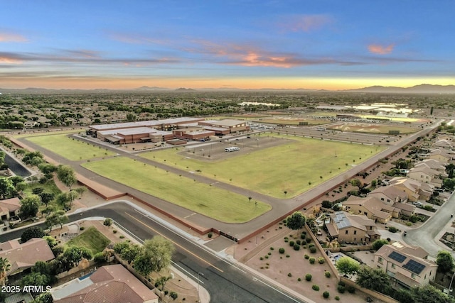 view of aerial view at dusk