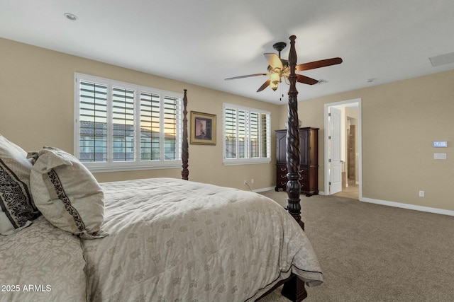 bedroom featuring carpet and ceiling fan